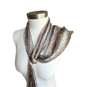 Elegant Metallic Knit Scarf Wrap With Fringe For Women 50x70 JJ4074